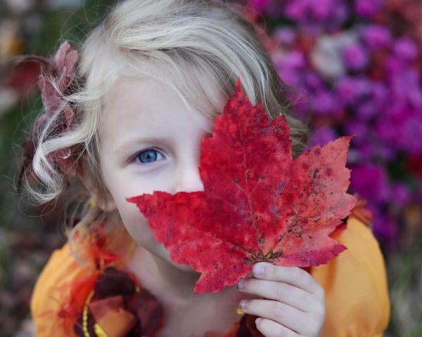 Girl with leaf