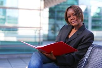 Woman reading a file