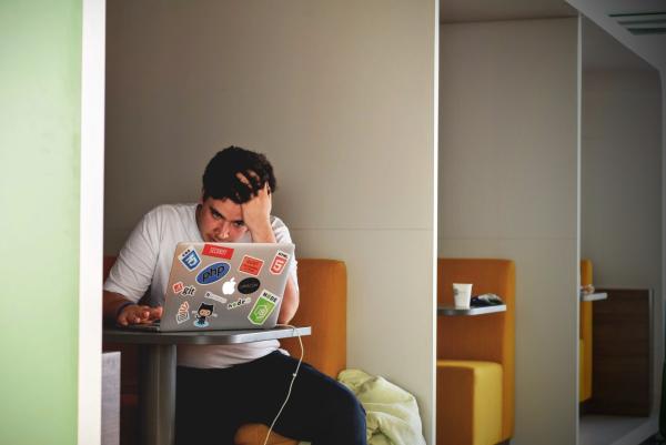 Young man at a laptop